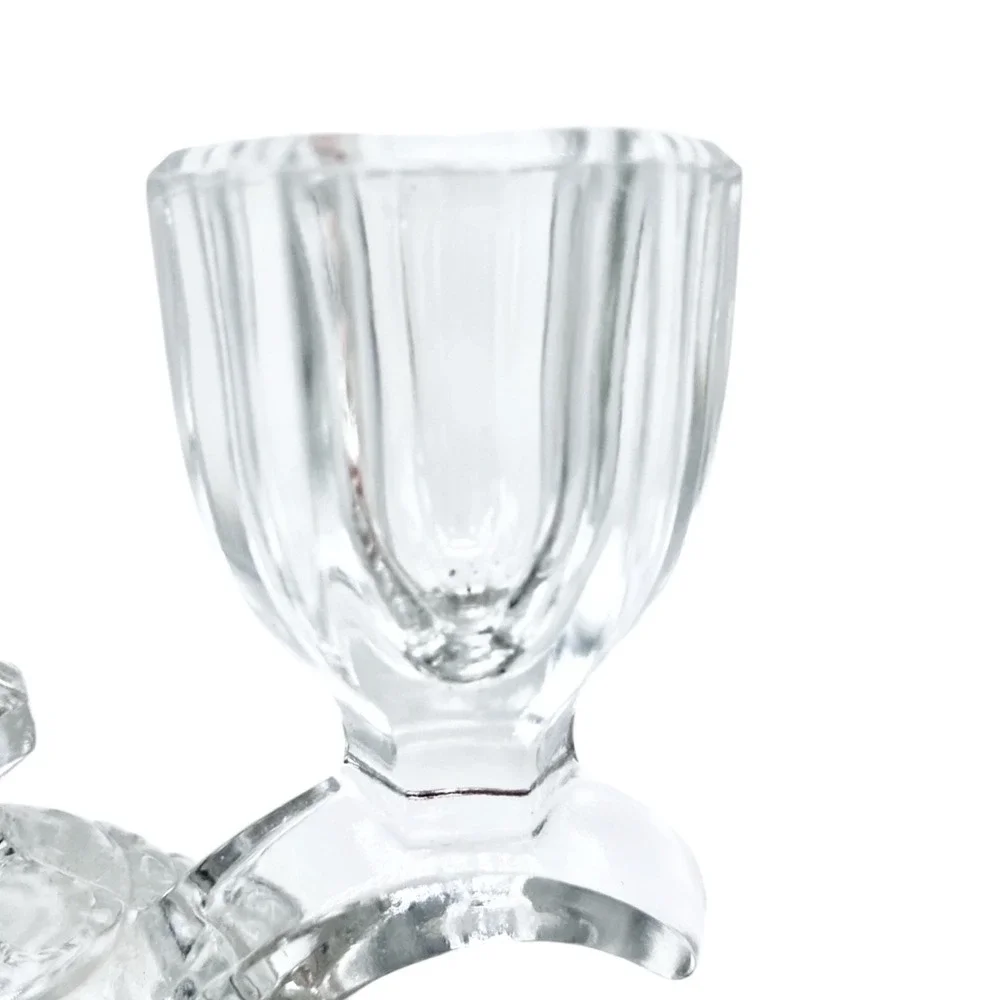 Vintage IMPERIAL Katy Clear Glass Double Candle Holder Lace Edge 4½